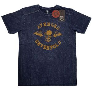 Avenged Sevenfold Unisex Adult Logo Washed T-Shirt / Navy Blue